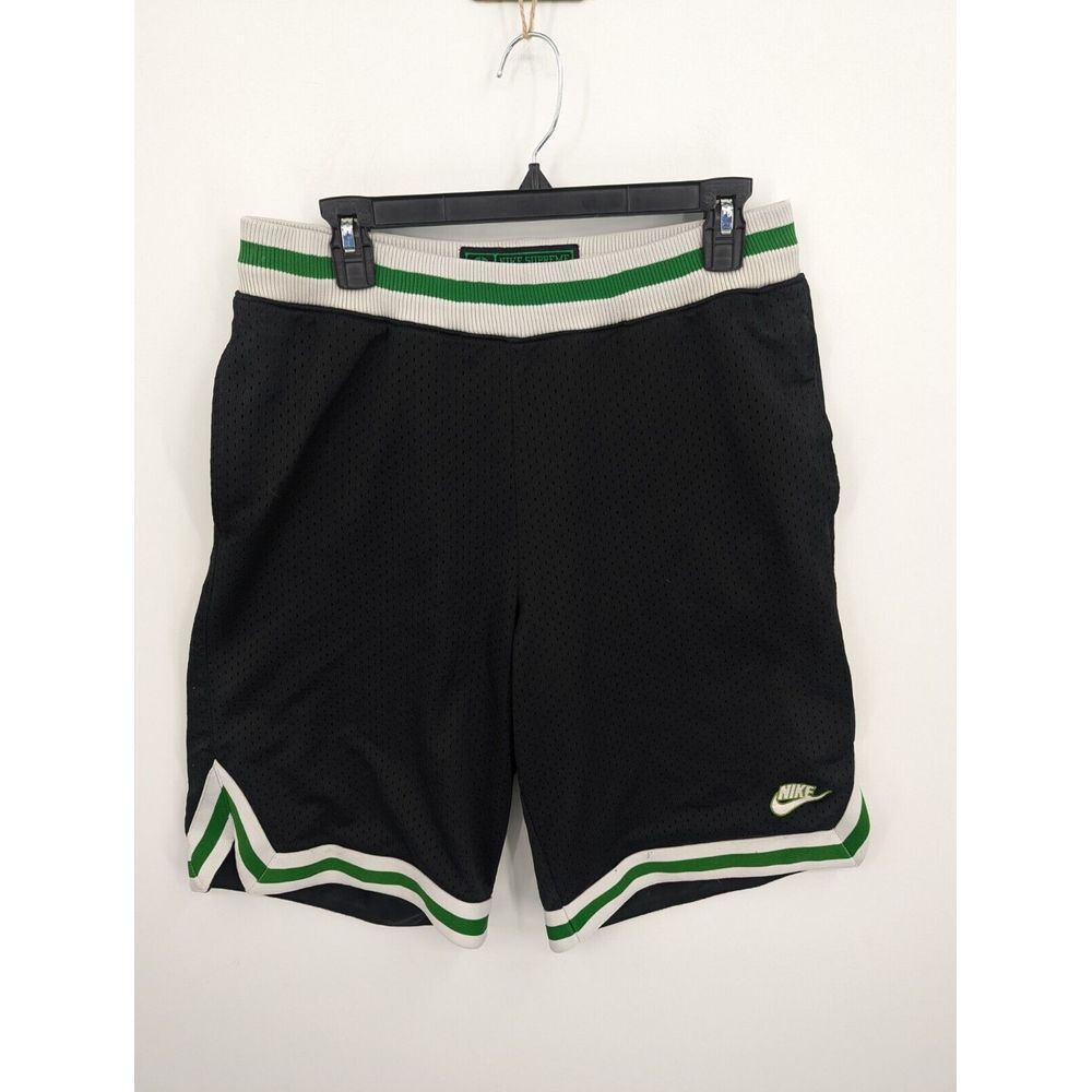 Nike VTG Supreme Court Classic Hoops Basketball Shorts, Black Green Mesh, Large